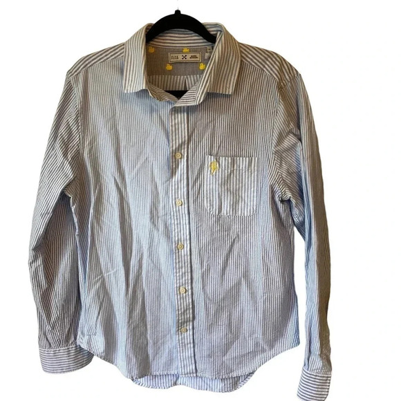 Five Four Mark Mcnairy Button Down Long Sleeve Strips Dress Shirt Men Size M - Picture 1 of 7